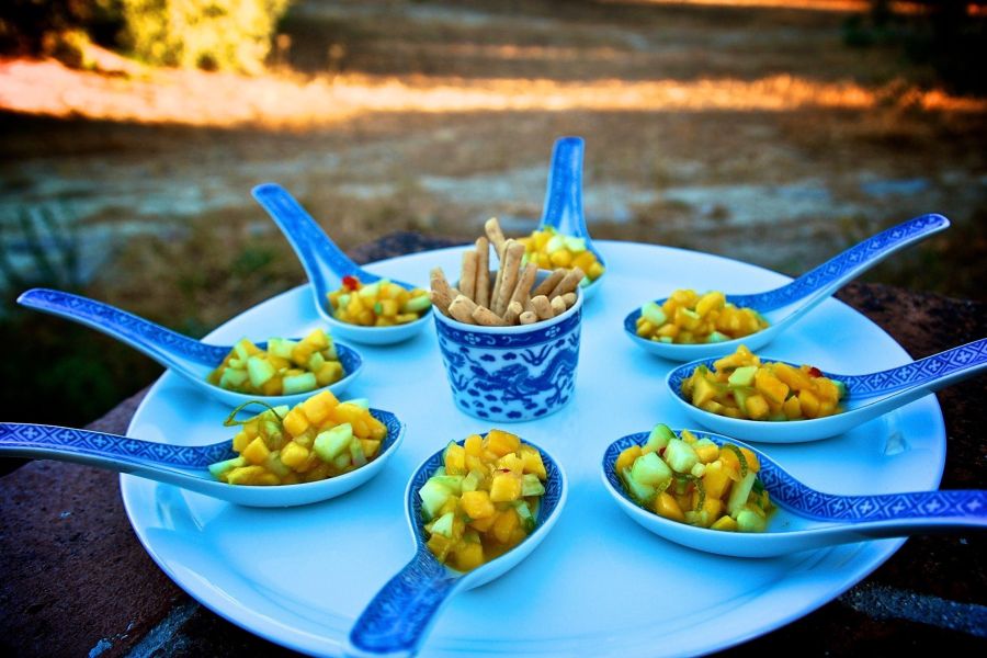 genieten van de aperitiefhapjes in Casa Valle de Oro